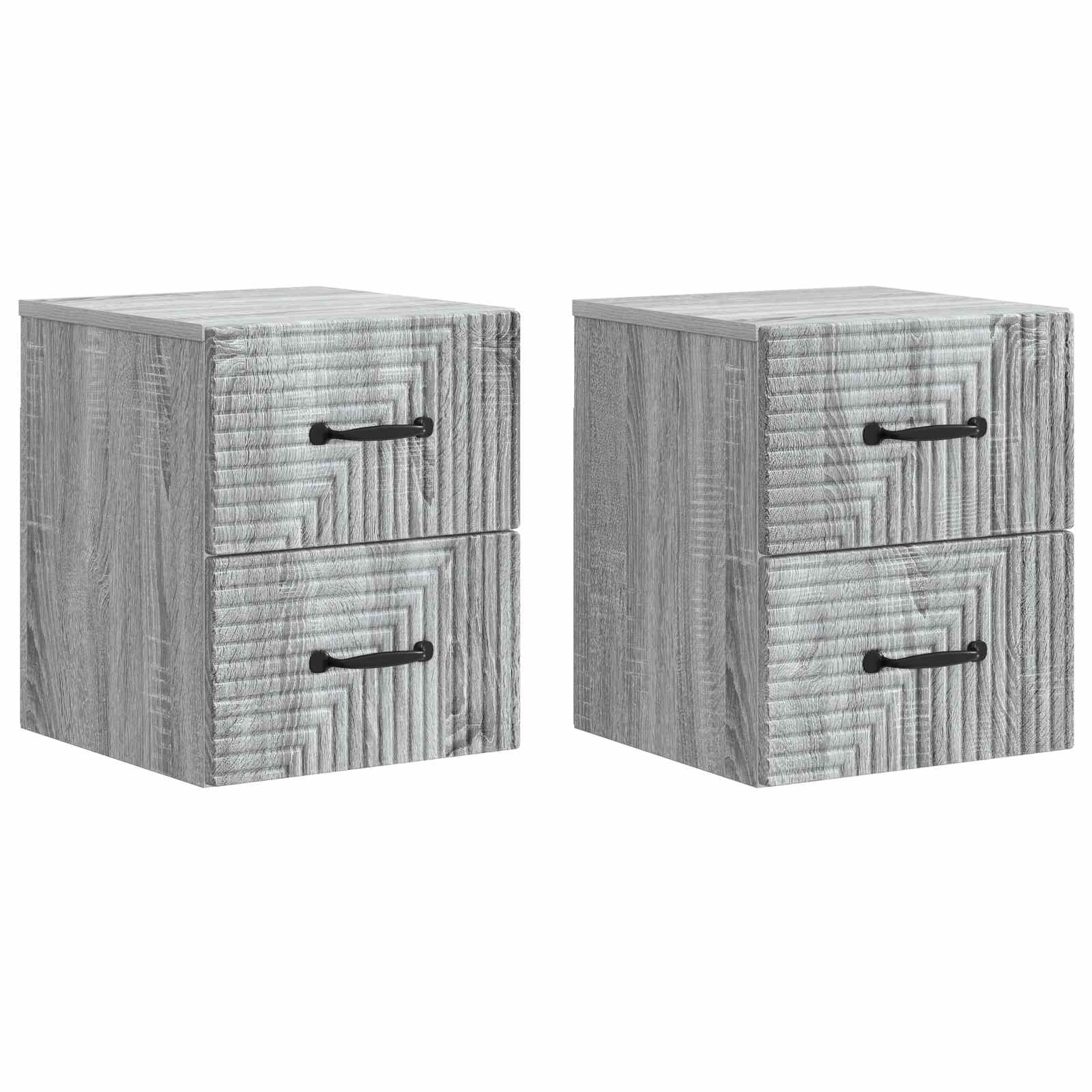 Sieninis naktinis staliukas 2 pcs Pilka sonoma ąžuolo