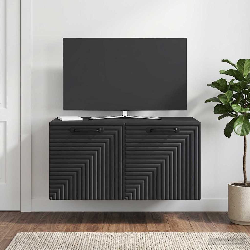 Sieninė TV spintelė Juoda 59,5 x 41 x 30 cm Apdirbta mediena