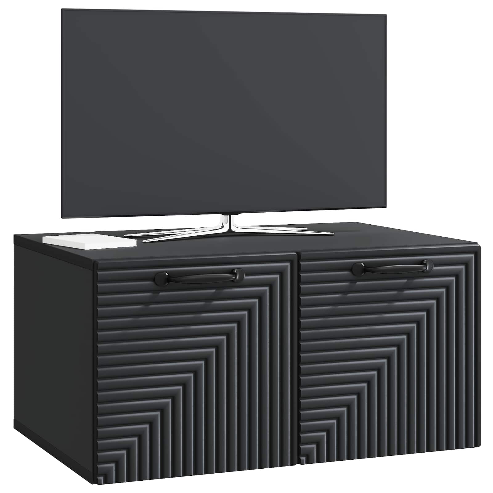 Sieninė TV spintelė Juoda 59,5 x 41 x 30 cm Apdirbta mediena