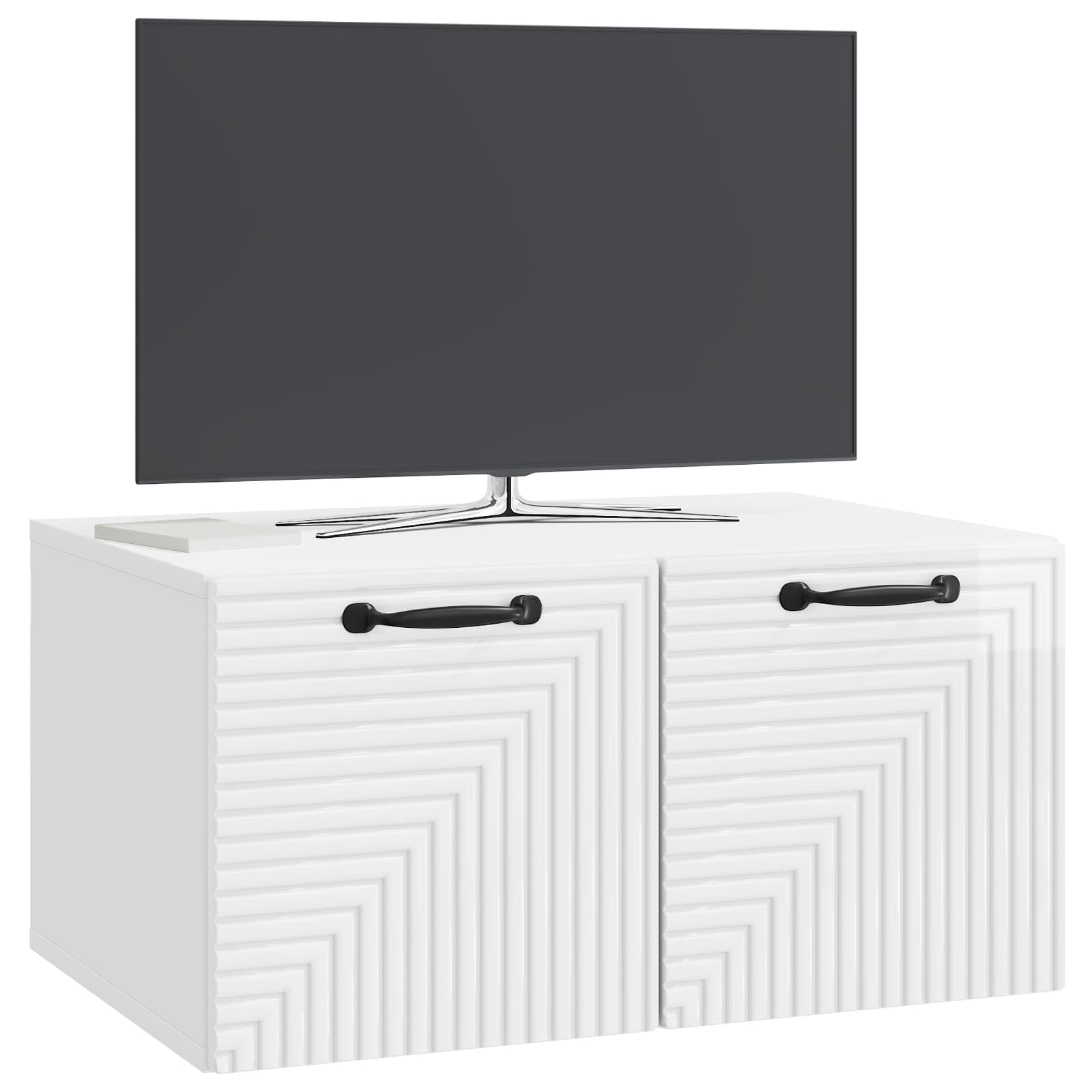 Sieninė TV spintelė Itin blizgi balta 59,5 x 41 x 30 cm