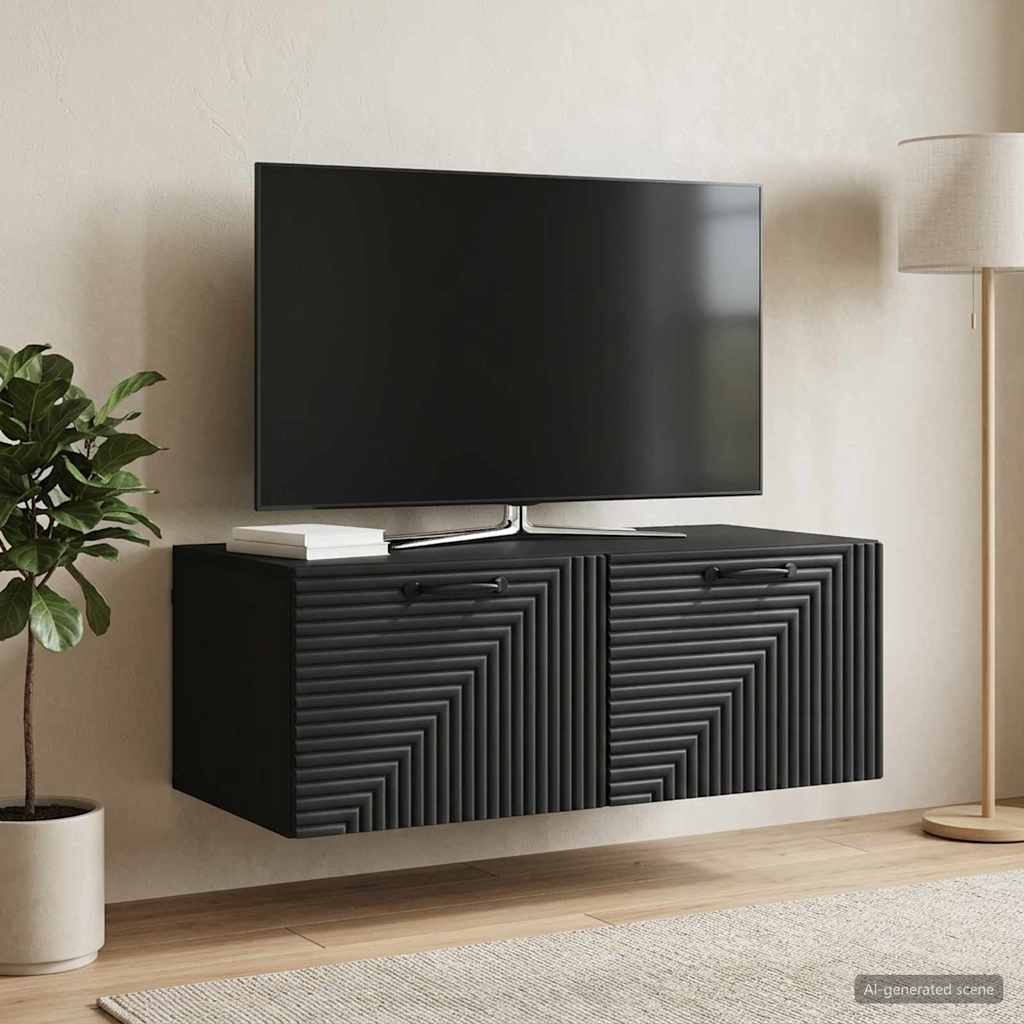 Sieninė TV spintelė Juoda 78,5 x 41 x 30 cm Apdirbta mediena
