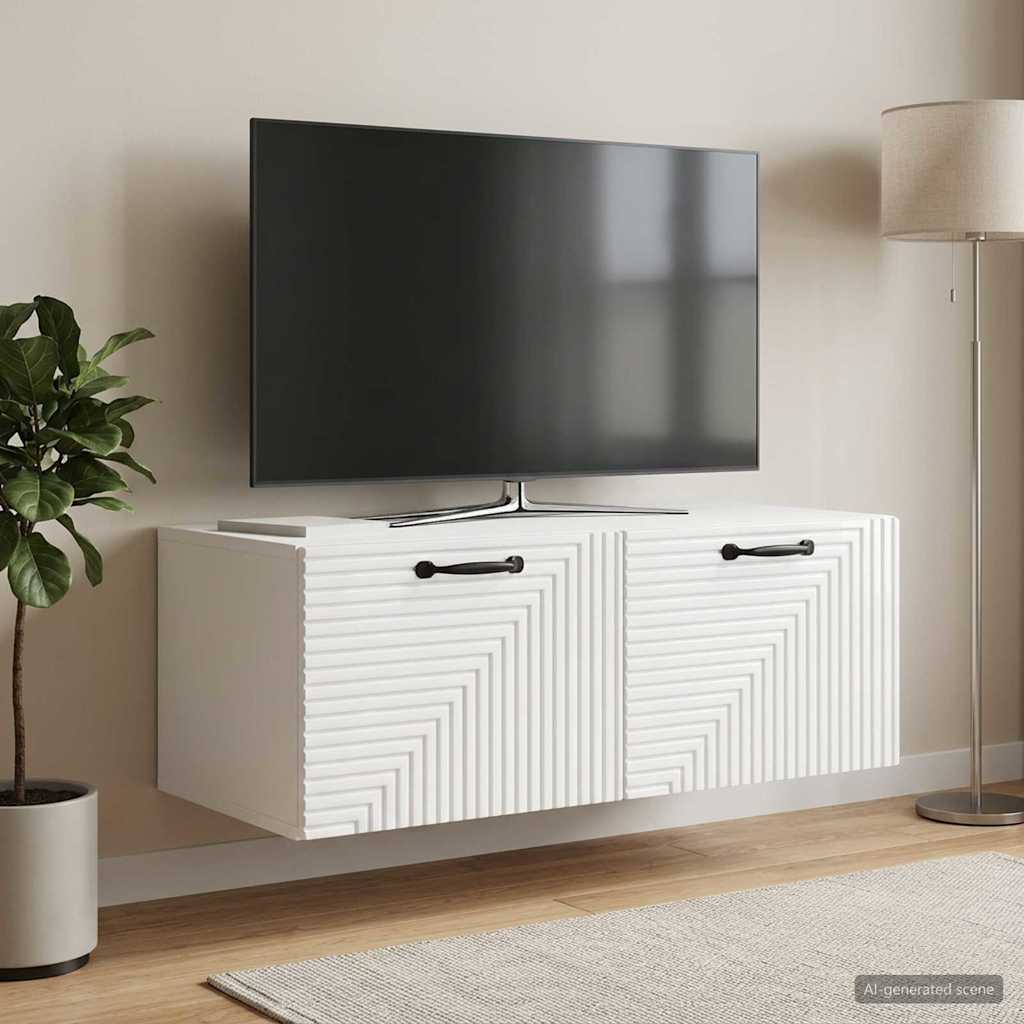 Sieninė TV spintelė Itin blizgi balta 78,5 x 41 x 30 cm