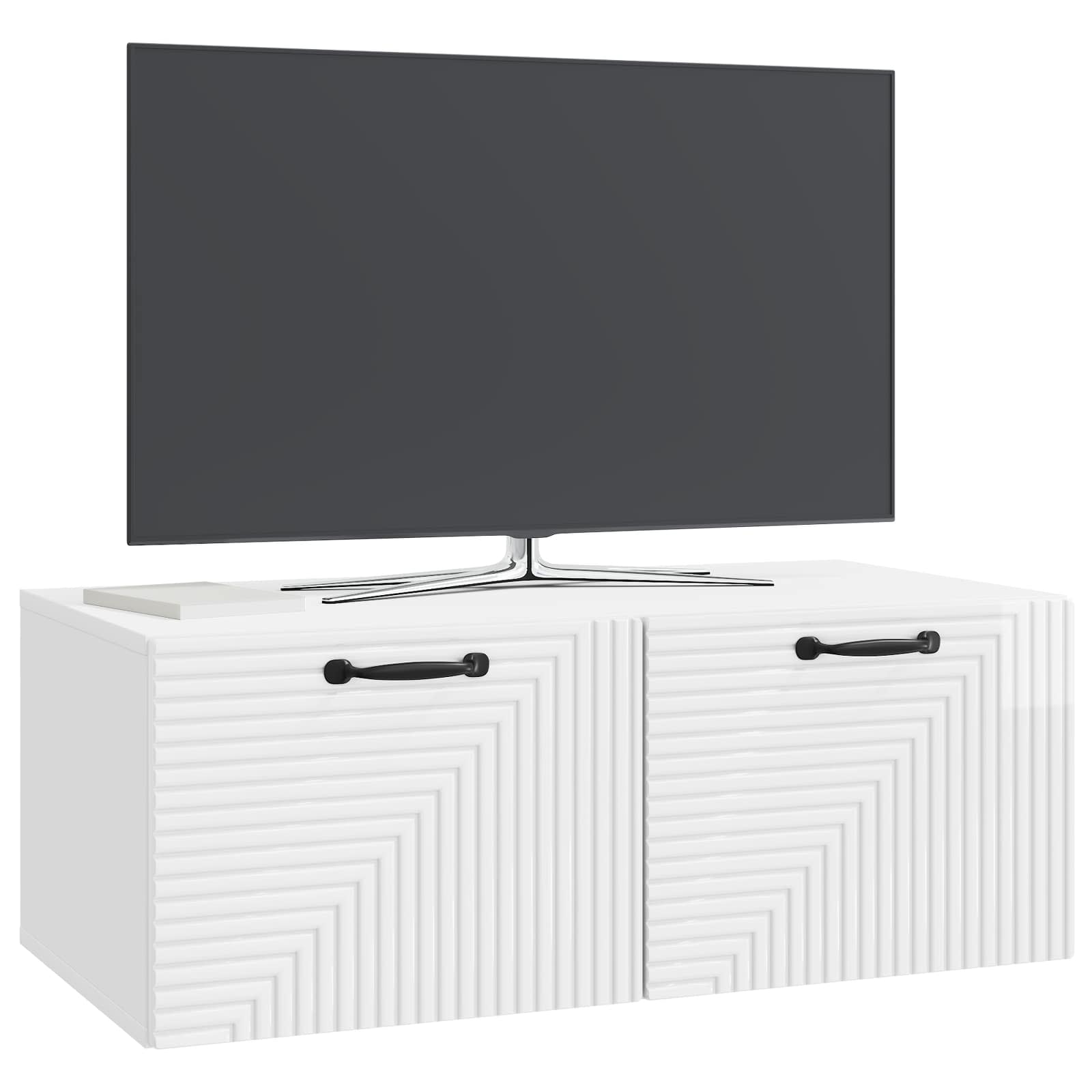 Sieninė TV spintelė Itin blizgi balta 78,5 x 41 x 30 cm