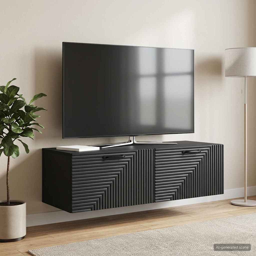 Sieninė TV spintelė Juoda 98 x 41 x 30 cm Apdirbta mediena