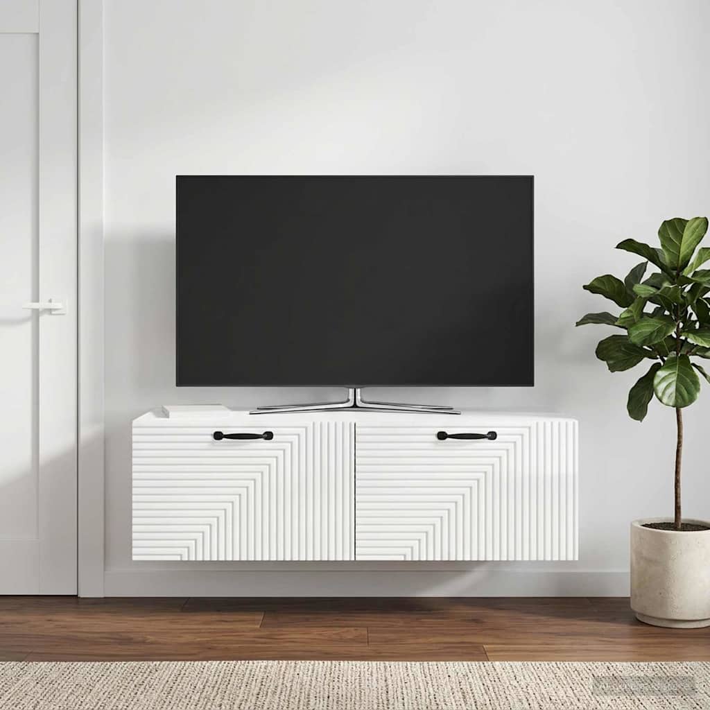 Sienas TV skapītis, īpaši spīdīgi balts, 98 x 41 x 30 cm
