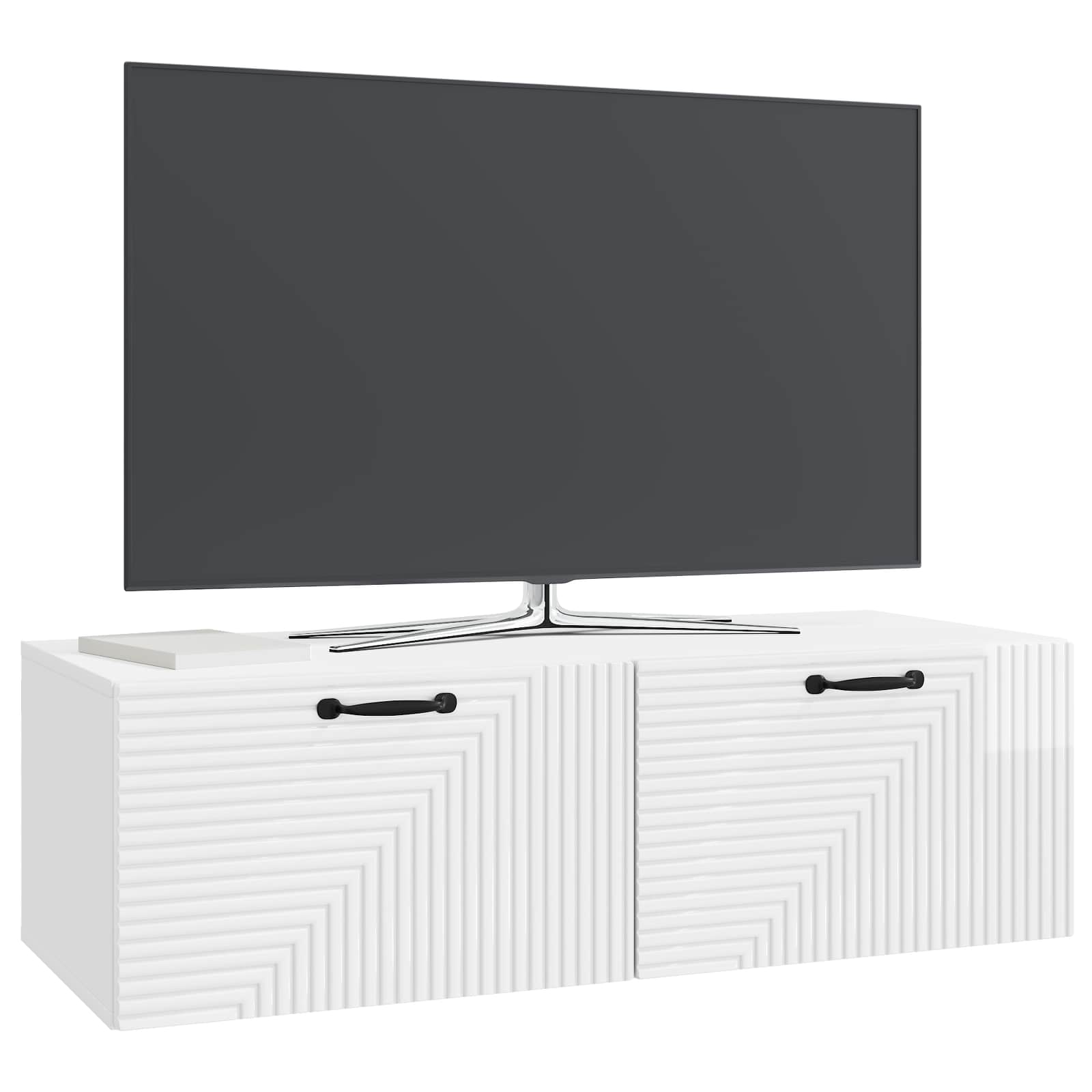 Sieninė TV spintelė Itin blizgi balta 98 x 41 x 30 cm