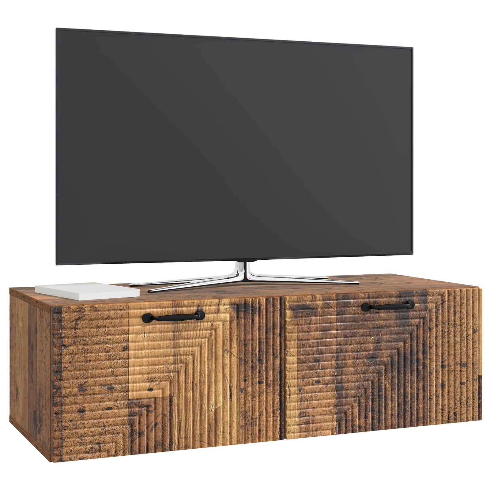 Pie sienas stiprināms televizora plaukts 98x41x30 cm, nolaists koks