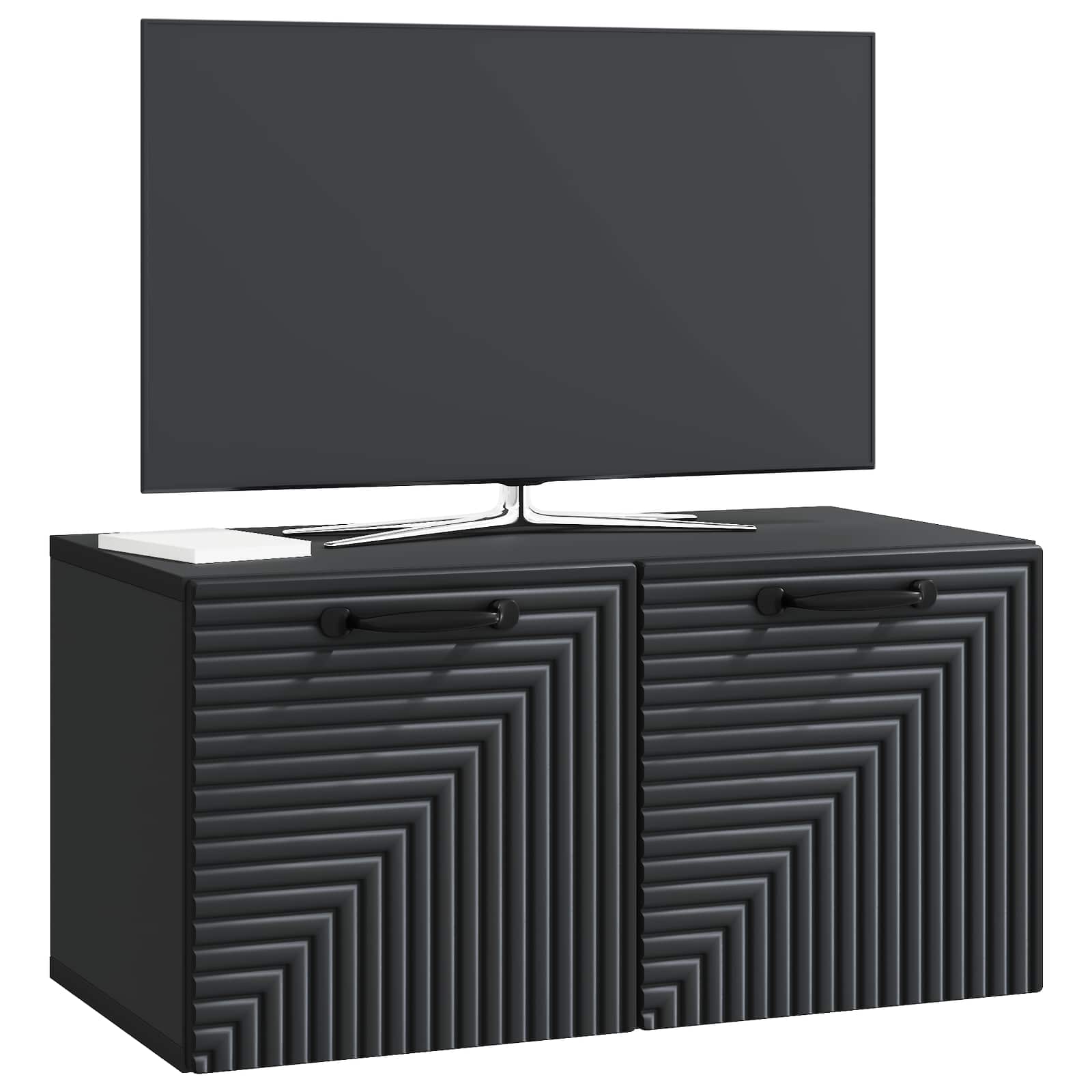 Sieninė TV spintelė Juoda 59,5 x 31 x 30 cm Apdirbta mediena