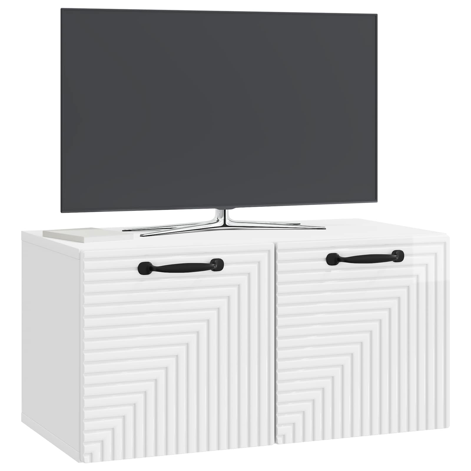 Sieninė TV spintelė Itin blizgi balta 59,5 x 31 x 30 cm