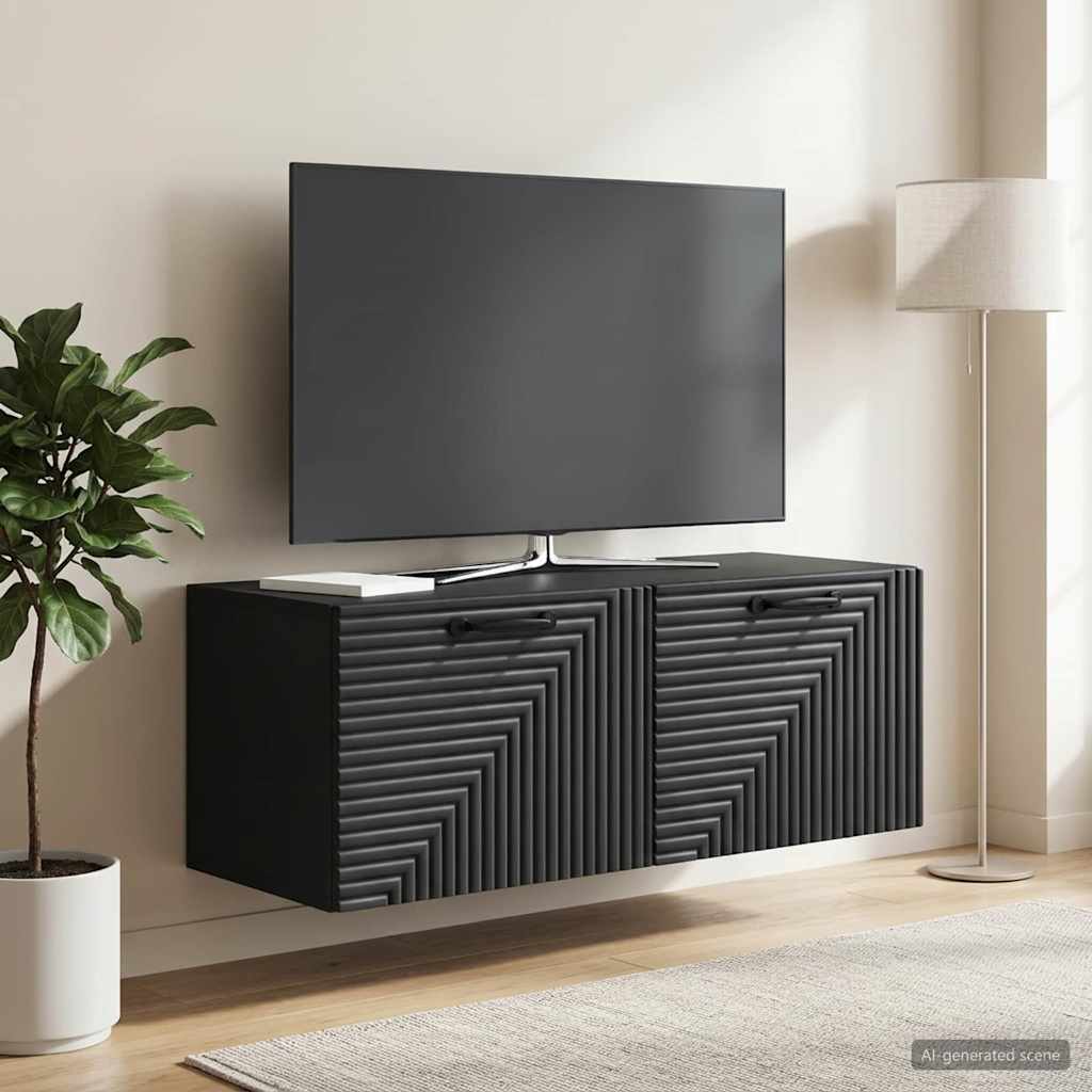 Sieninė TV spintelė Juoda 78,5 x 31 x 30 cm Apdirbta mediena