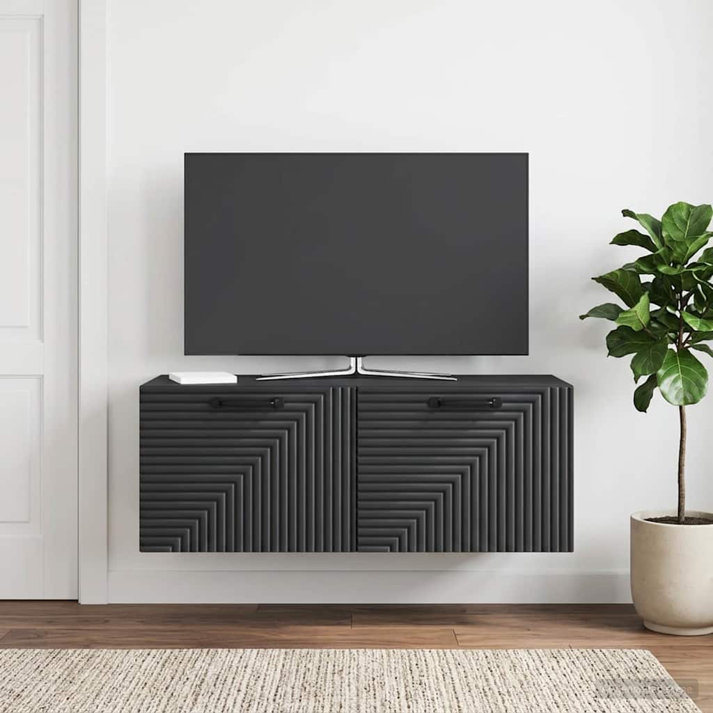 Sieninė TV spintelė Juoda 78,5 x 31 x 30 cm Apdirbta mediena