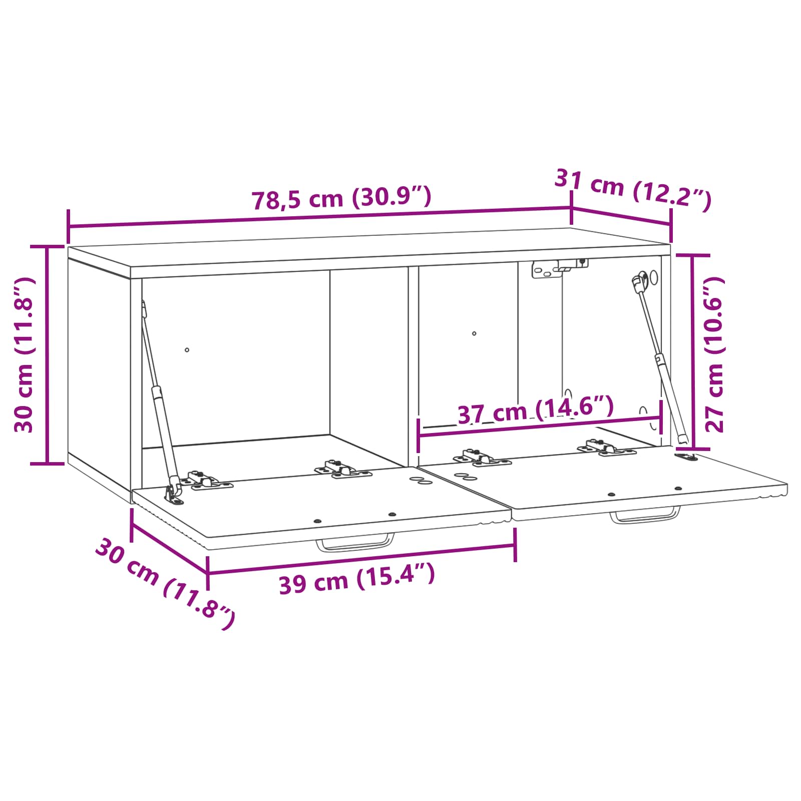 Sieninė TV spintelė Juoda 78,5 x 31 x 30 cm Apdirbta mediena
