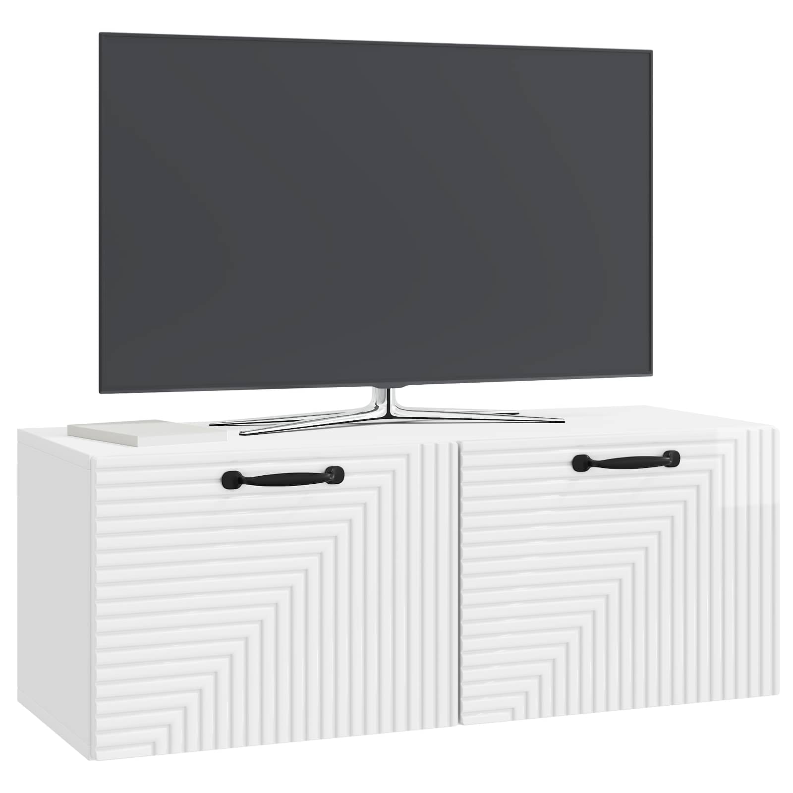 Sieninė TV spintelė Itin blizgi balta 78,5 x 31 x 30 cm
