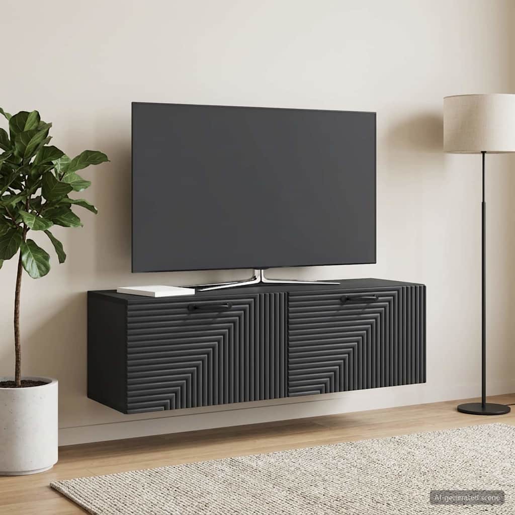 Sieninė TV spintelė Juoda 98 x 31 x 30 cm Apdirbta mediena