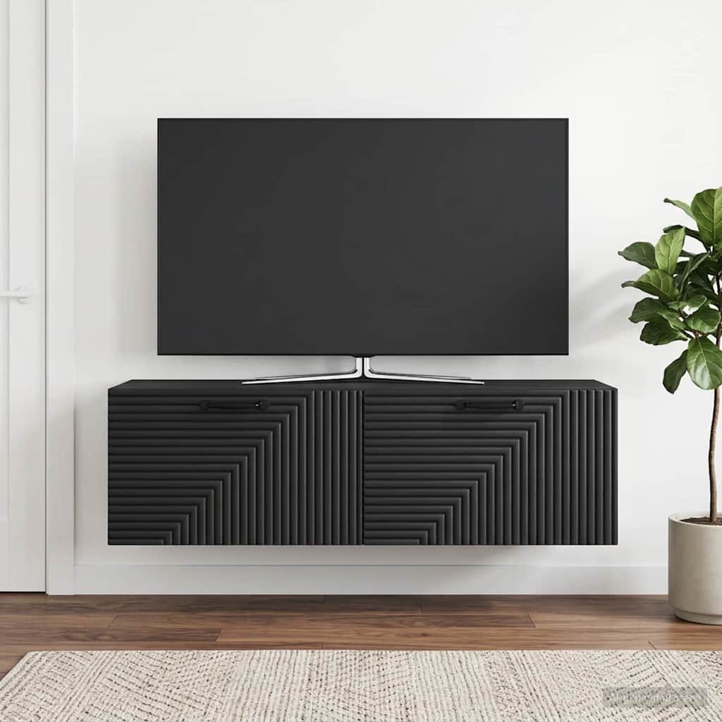Sieninė TV spintelė Juoda 98 x 31 x 30 cm Apdirbta mediena