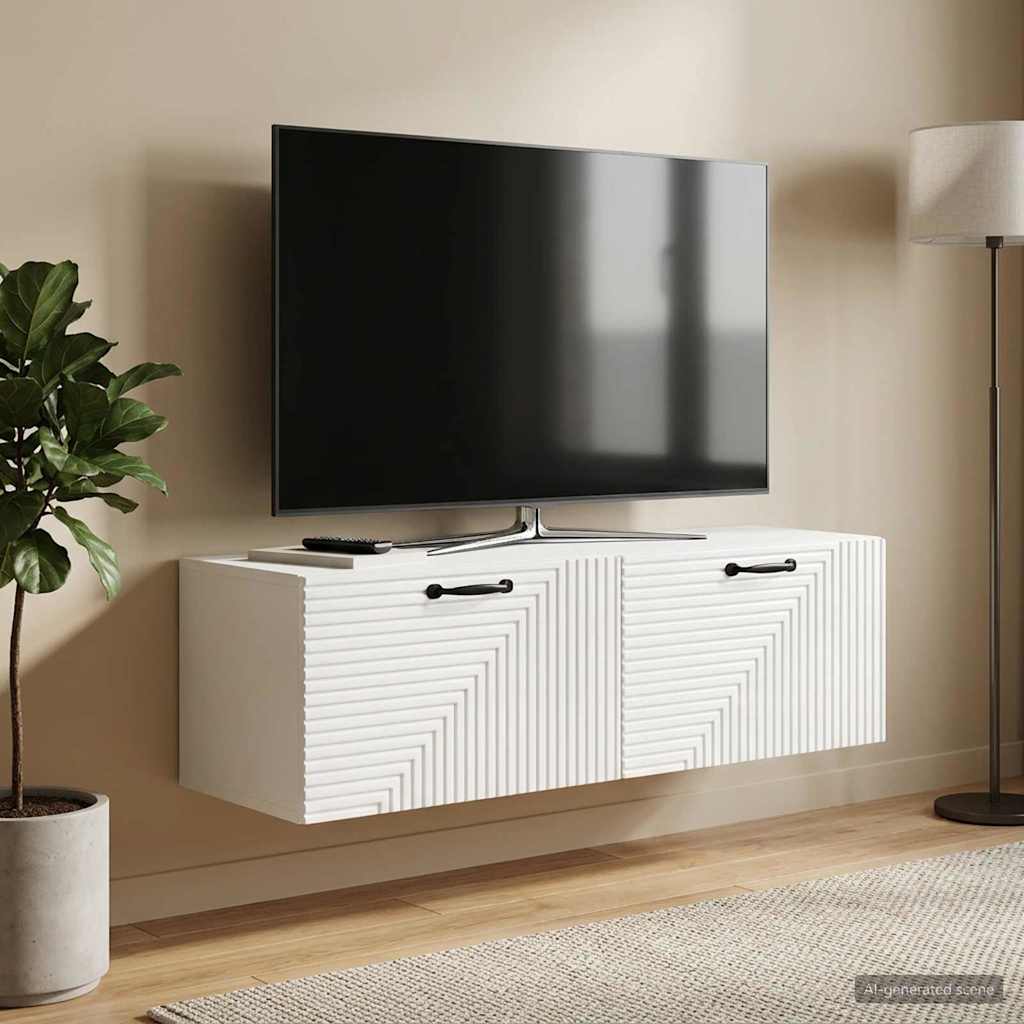 Sieninė TV spintelė Itin blizgi balta 98 x 31 x 30 cm