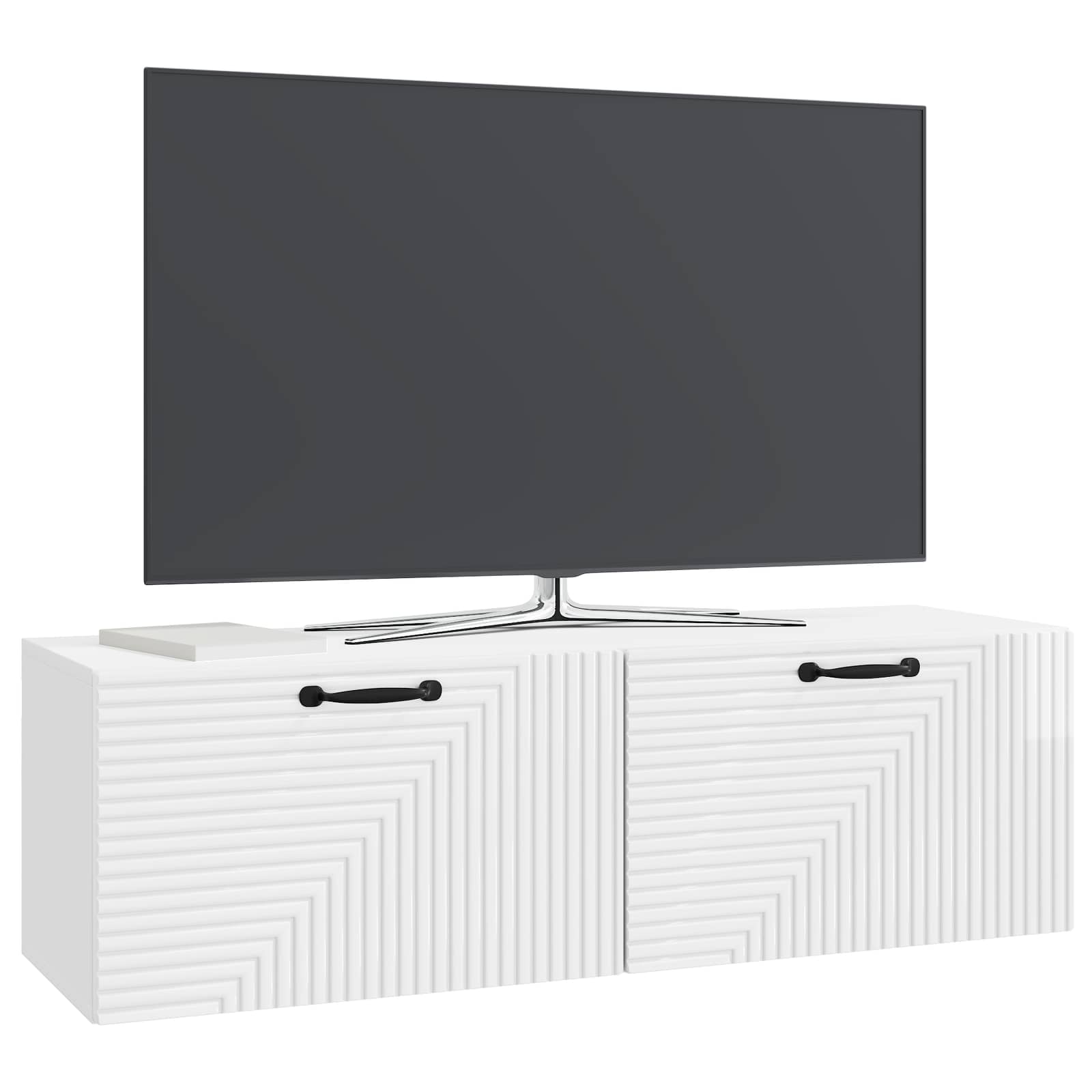 Sieninė TV spintelė Itin blizgi balta 98 x 31 x 30 cm