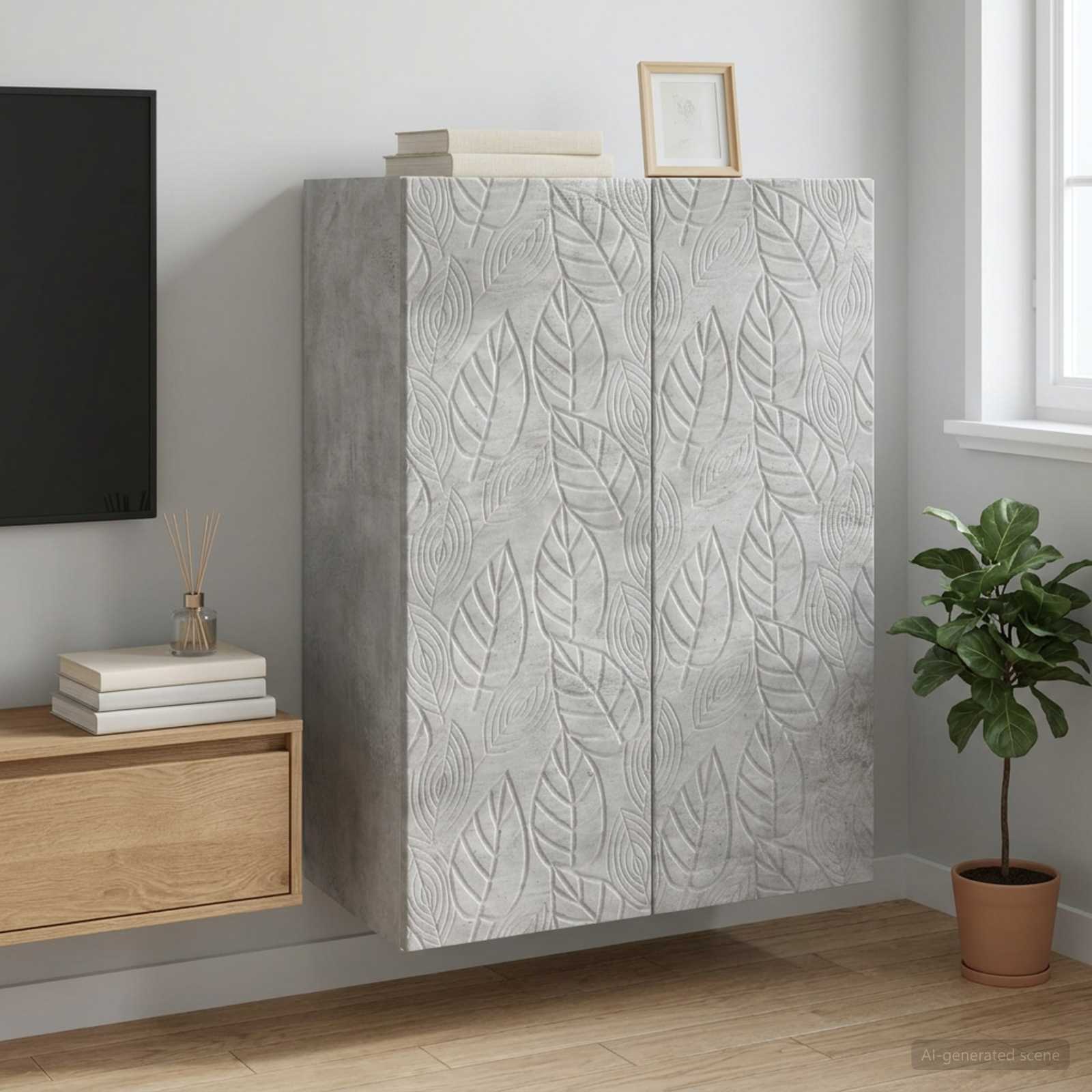 Prie sienos montuojama spinta Betono pilka 66 x 34,5 x 90 cm