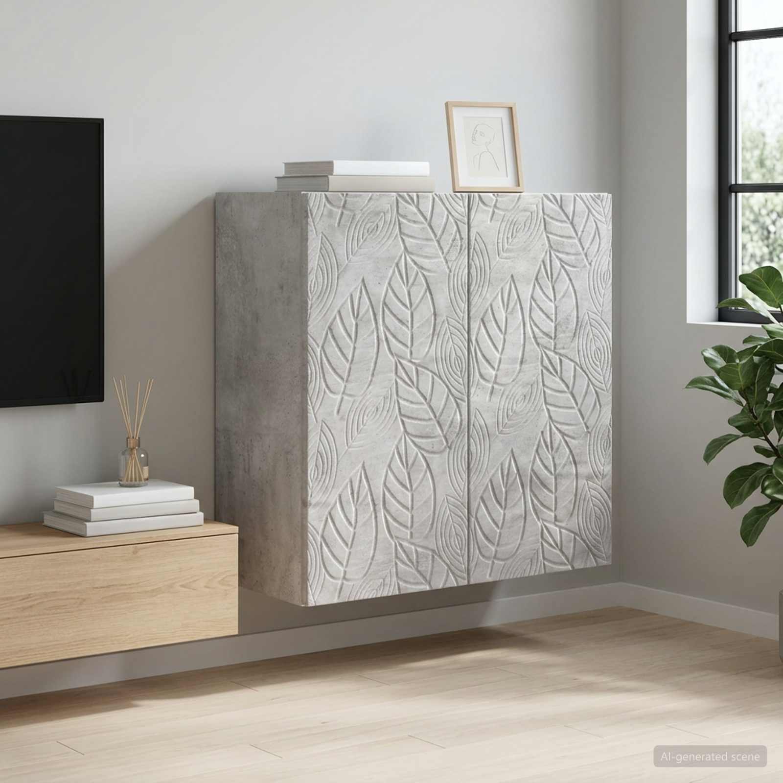 Prie sienos montuojama spinta Betono pilka 59 x 31 x 60 cm