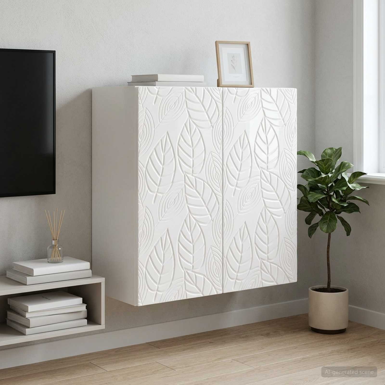 Prie sienos montuojama spinta Itin blizgi balta 59 x 31 x 60 cm