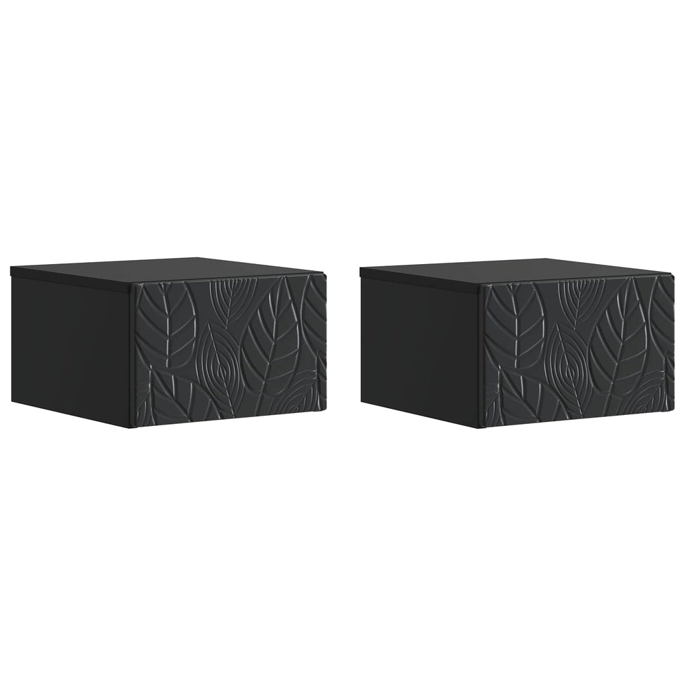 Sieninis naktinis staliukas 2 pcs Juoda 49 x 34,5 x 20 cm