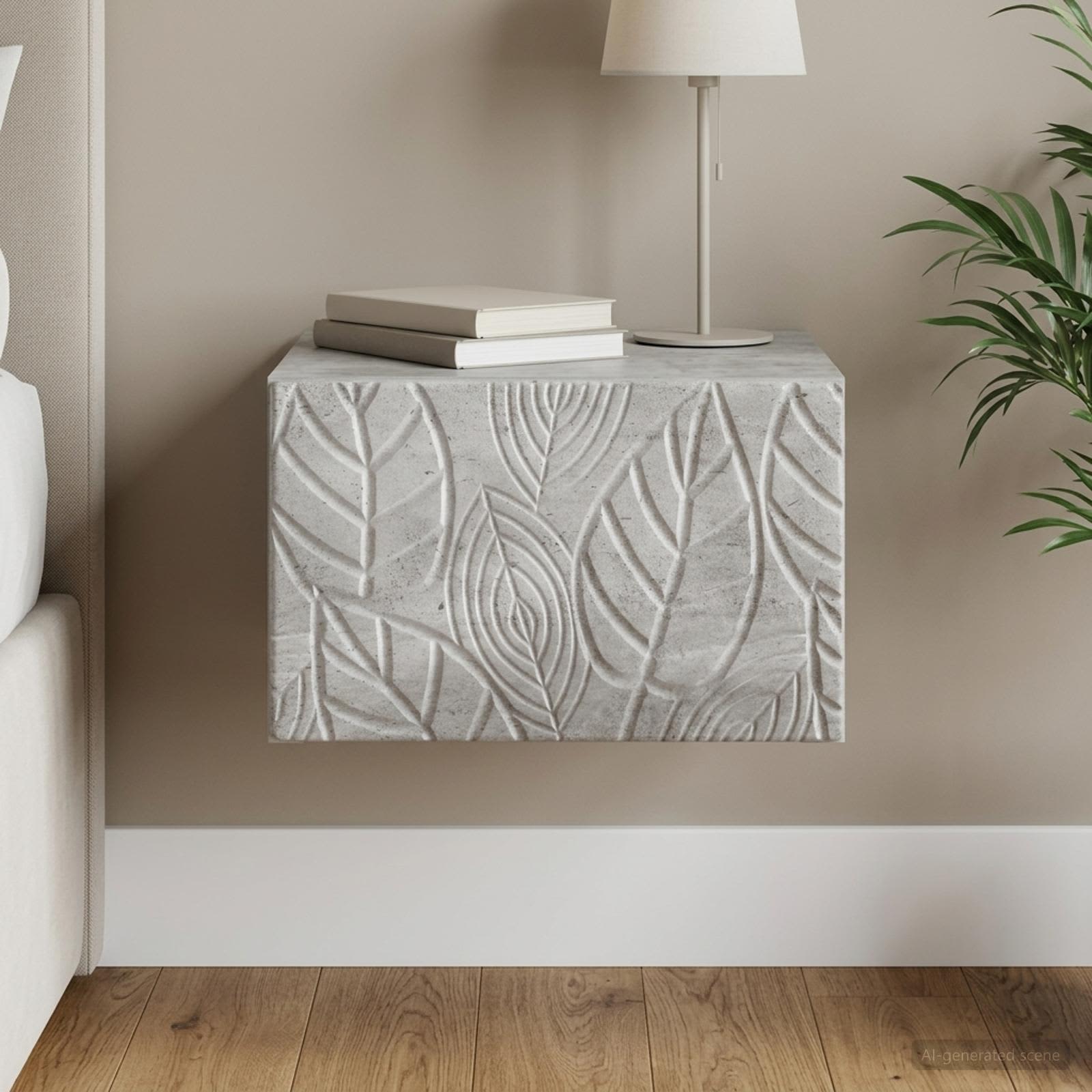 Sieninis naktinis staliukas Betono pilka 49 x 34,5 x 20 cm