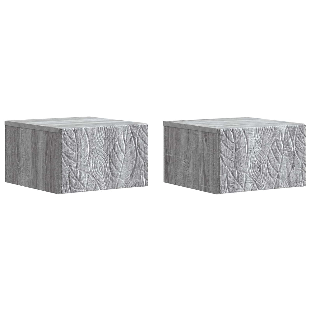 Sieninis naktinis staliukas 2 pcs Pilka Sonoma