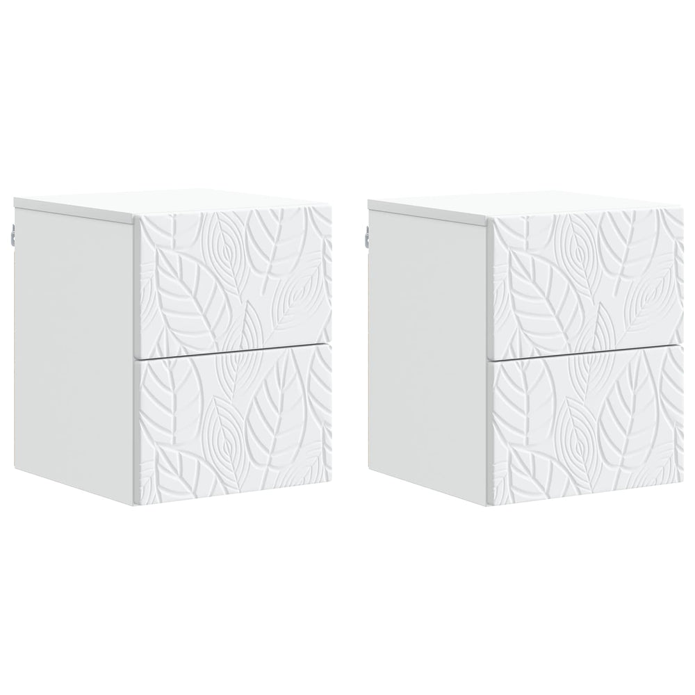 Sieninis naktinis staliukas 2 pcs Balta 34,5 x 33 x 40 cm