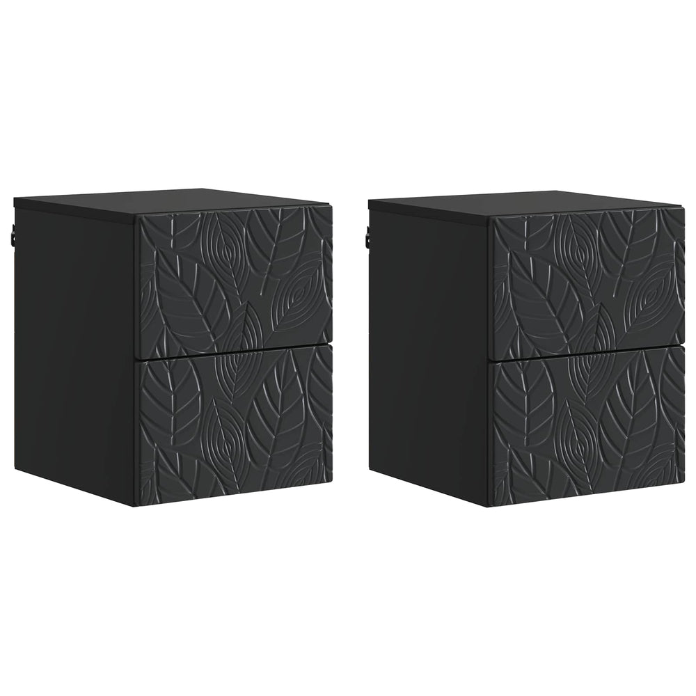 Sieninis naktinis staliukas 2 pcs Juoda 34,5 x 33 x 40 cm