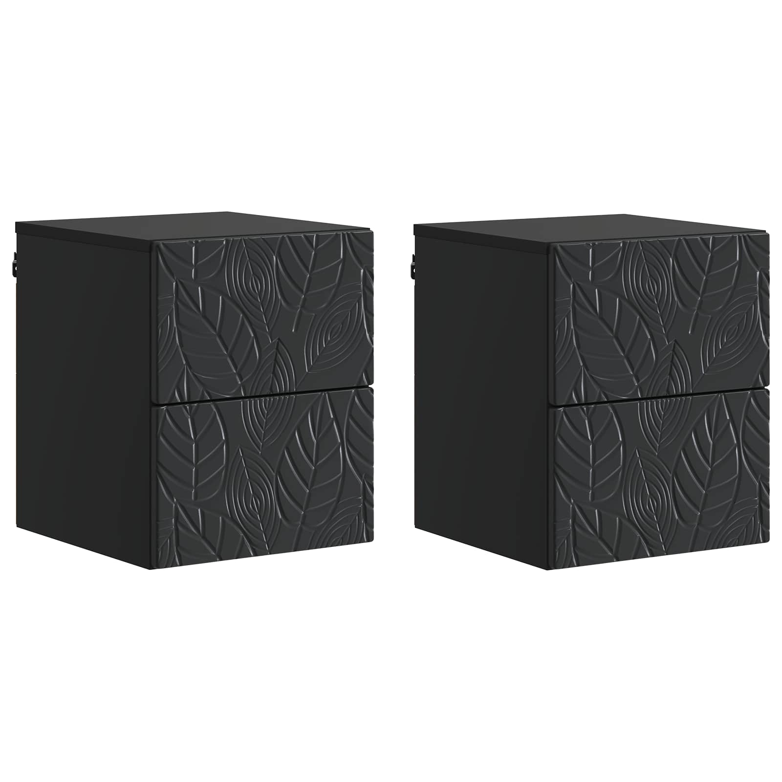 Sieninis naktinis staliukas 2 pcs Juoda 34,5 x 33 x 40 cm