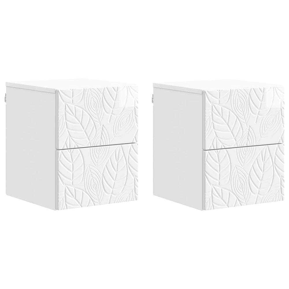 Sieninis naktinis staliukas 2 pcs Itin blizgi balta