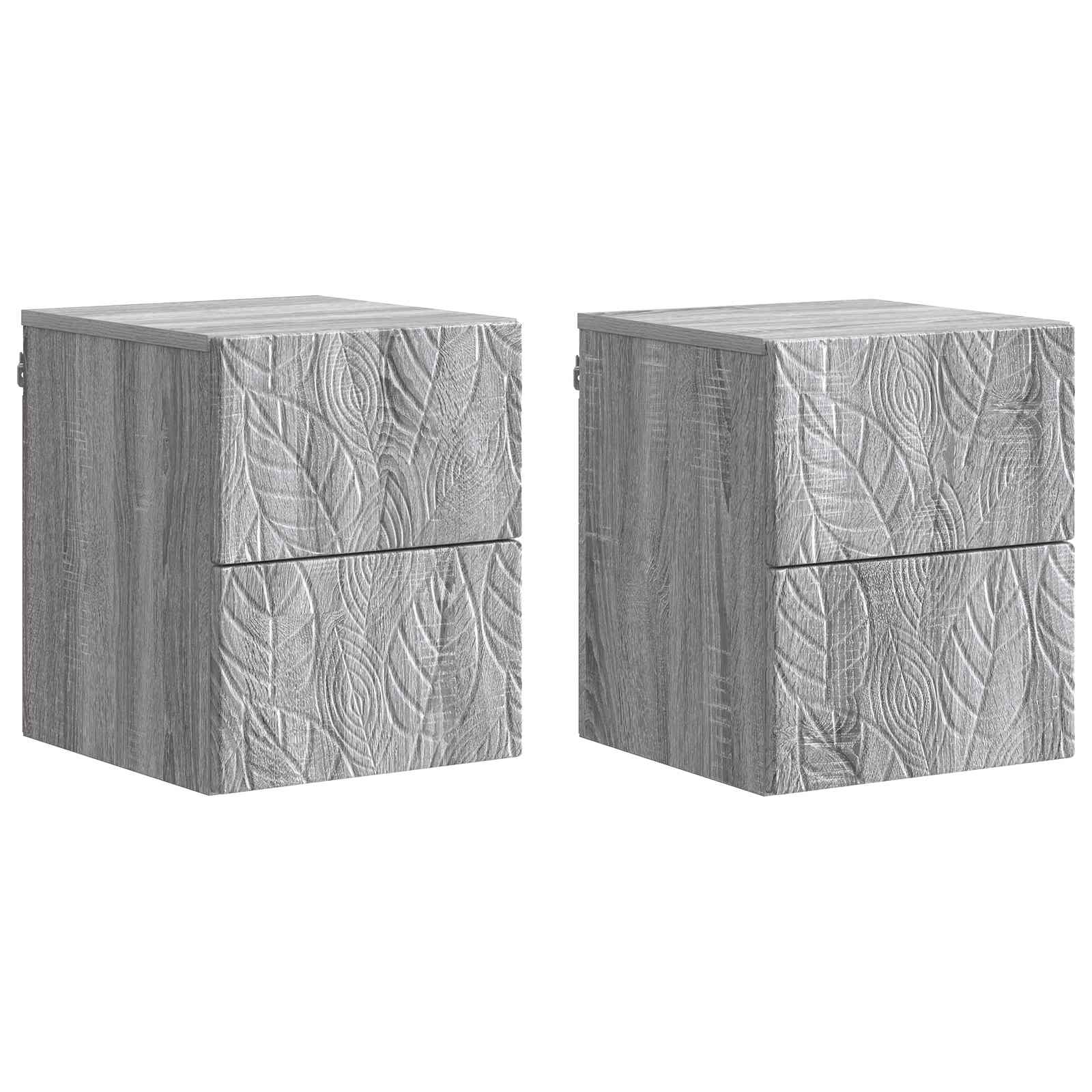 Sieninis naktinis staliukas 2 pcs Pilka Sonoma