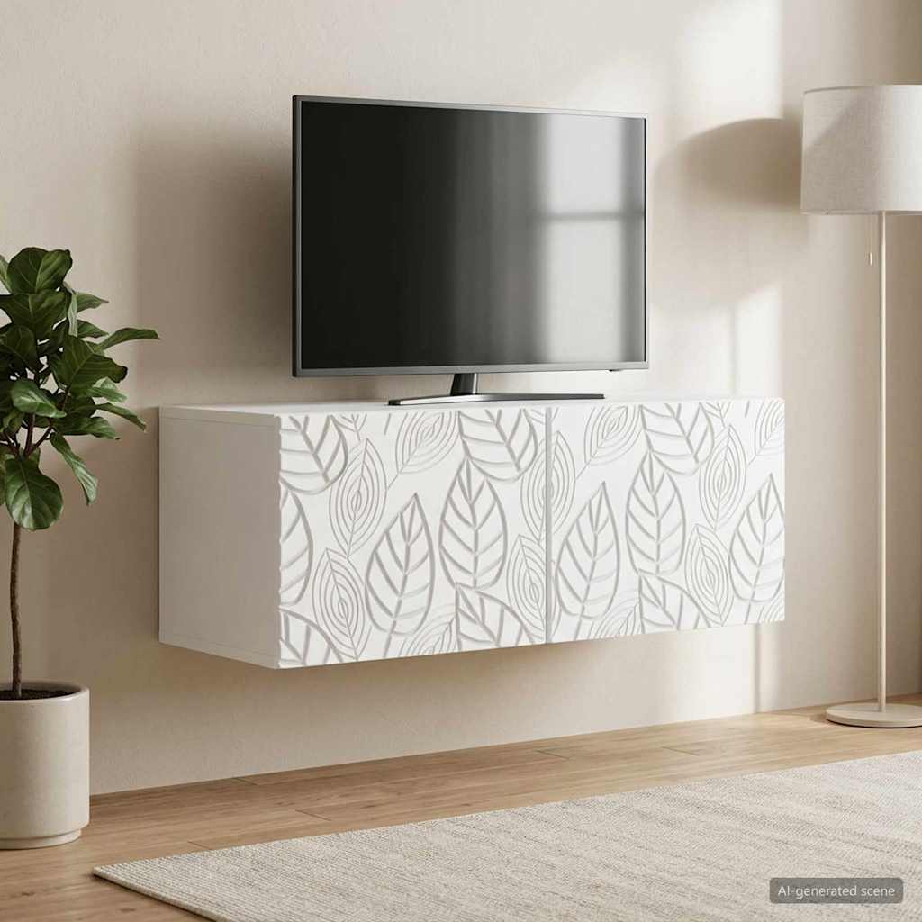 Sieninė TV spintelė 59,5 x 41 x 30 cm Balta Apdirbta mediena