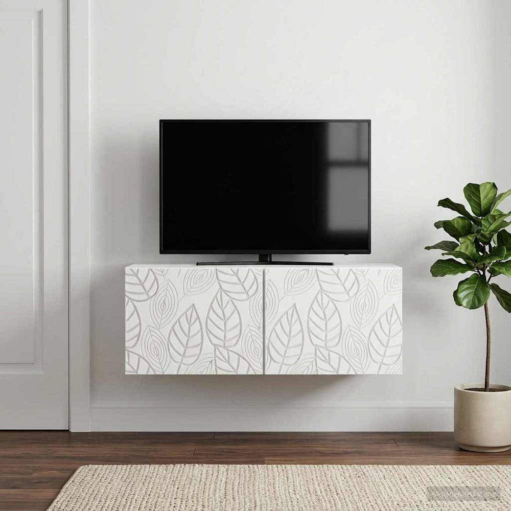 Sieninė TV spintelė 59,5 x 41 x 30 cm Balta Apdirbta mediena