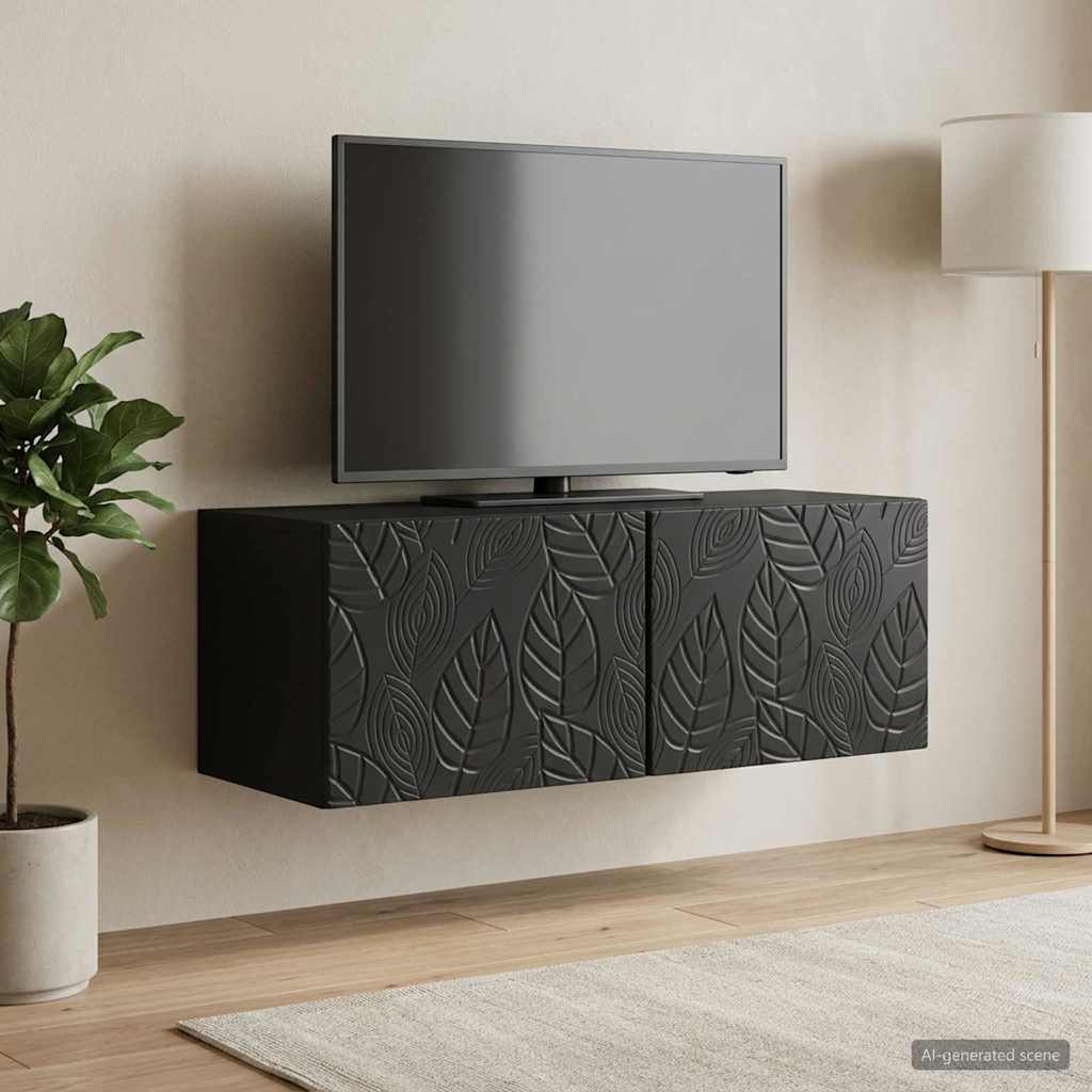Sieninė TV spintelė 59,5 x 41 x 30 cm Juoda Apdirbta mediena