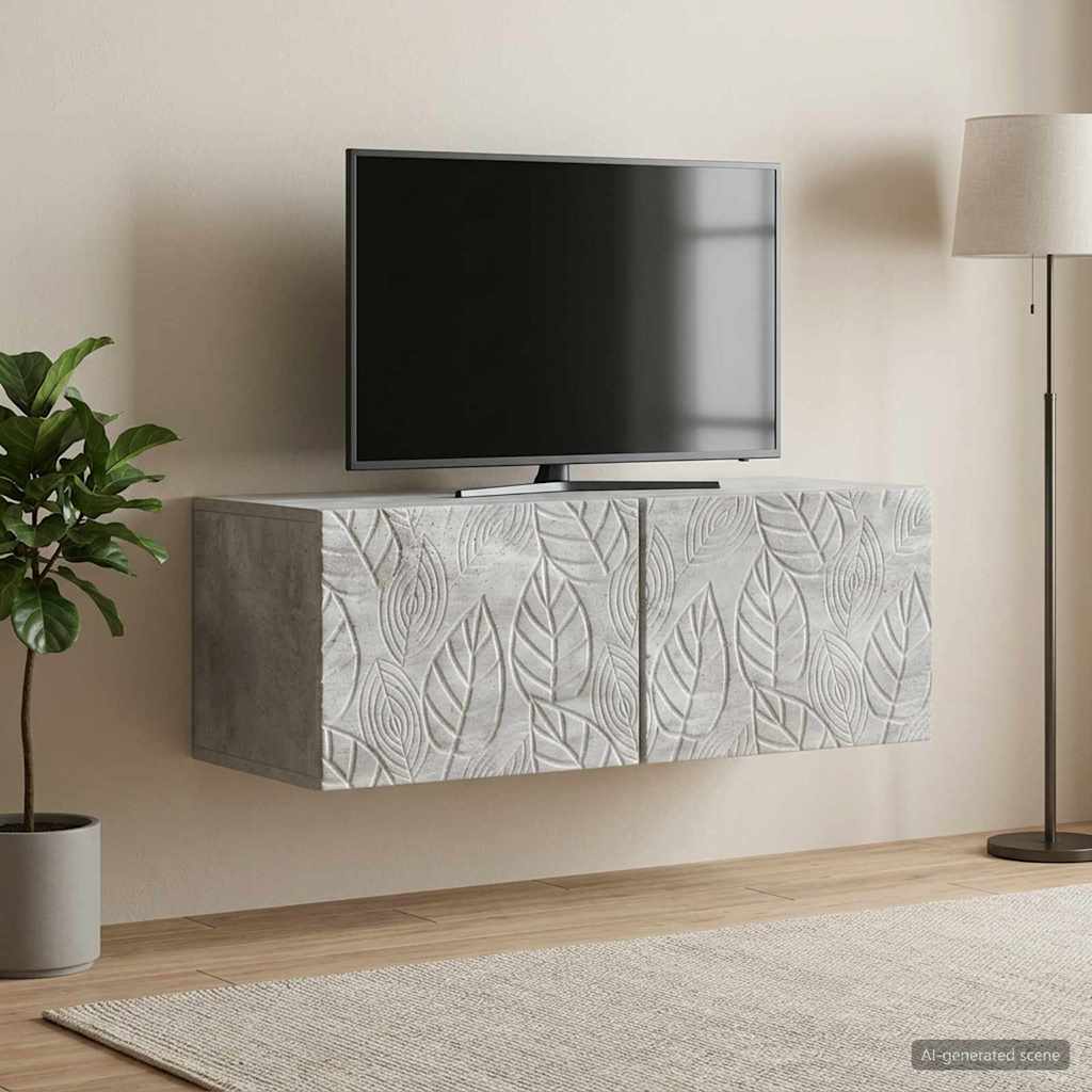 Sieninė TV spintelė 59,5 x 41 x 30 cm Betono pilka