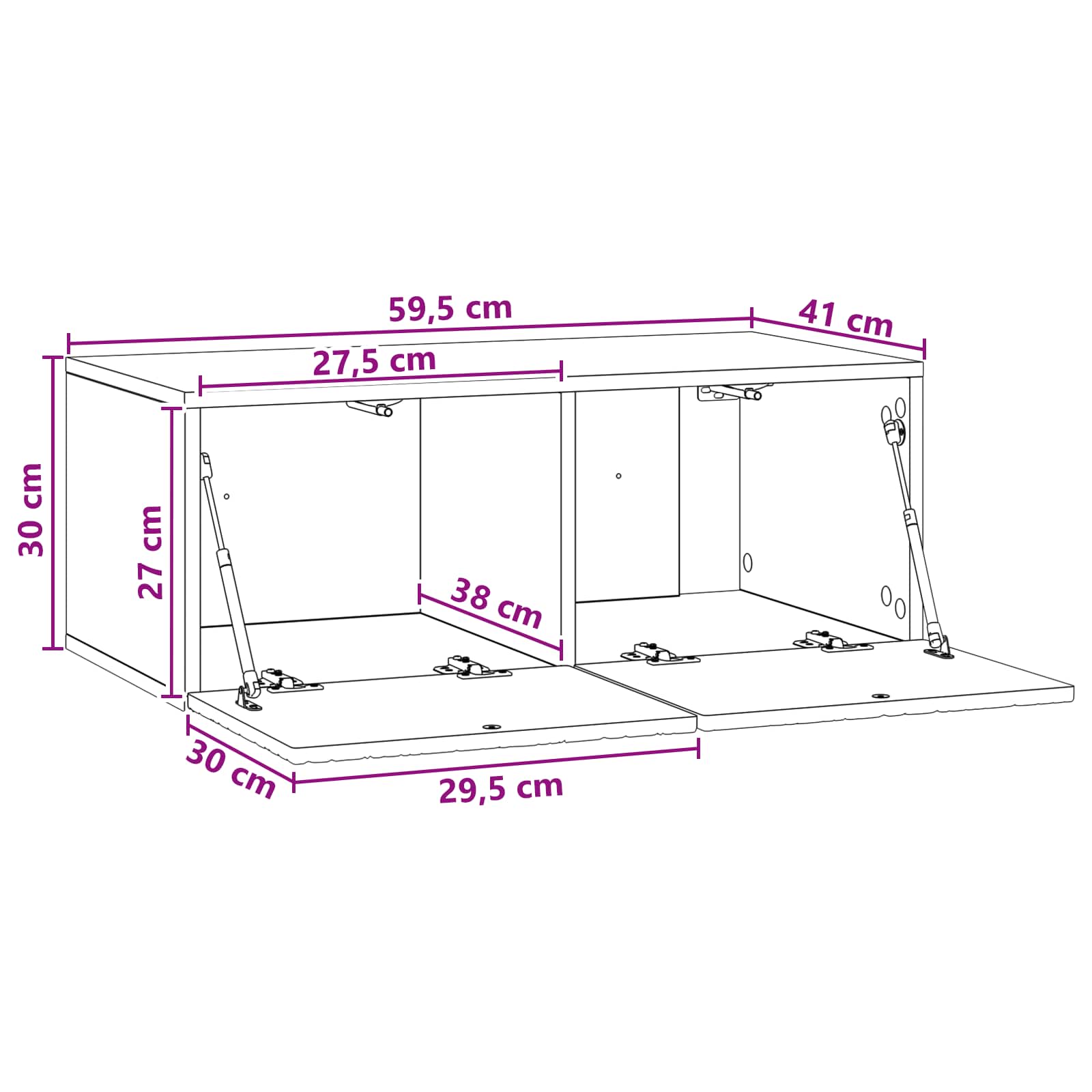 Sieninė TV spintelė 59,5 x 41 x 30 cm Dūminio ąžuolo