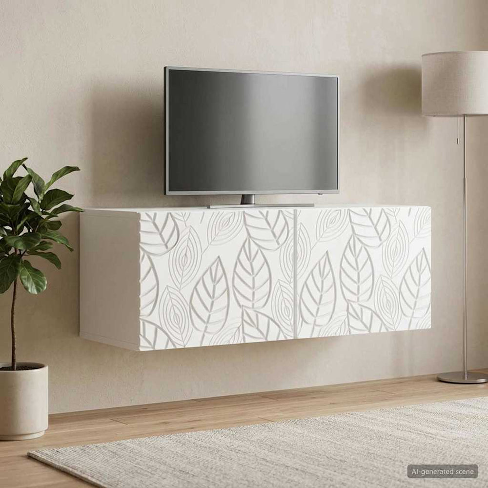 Sieninė TV spintelė 98 x 41 x 30 cm Balta Apdirbta mediena