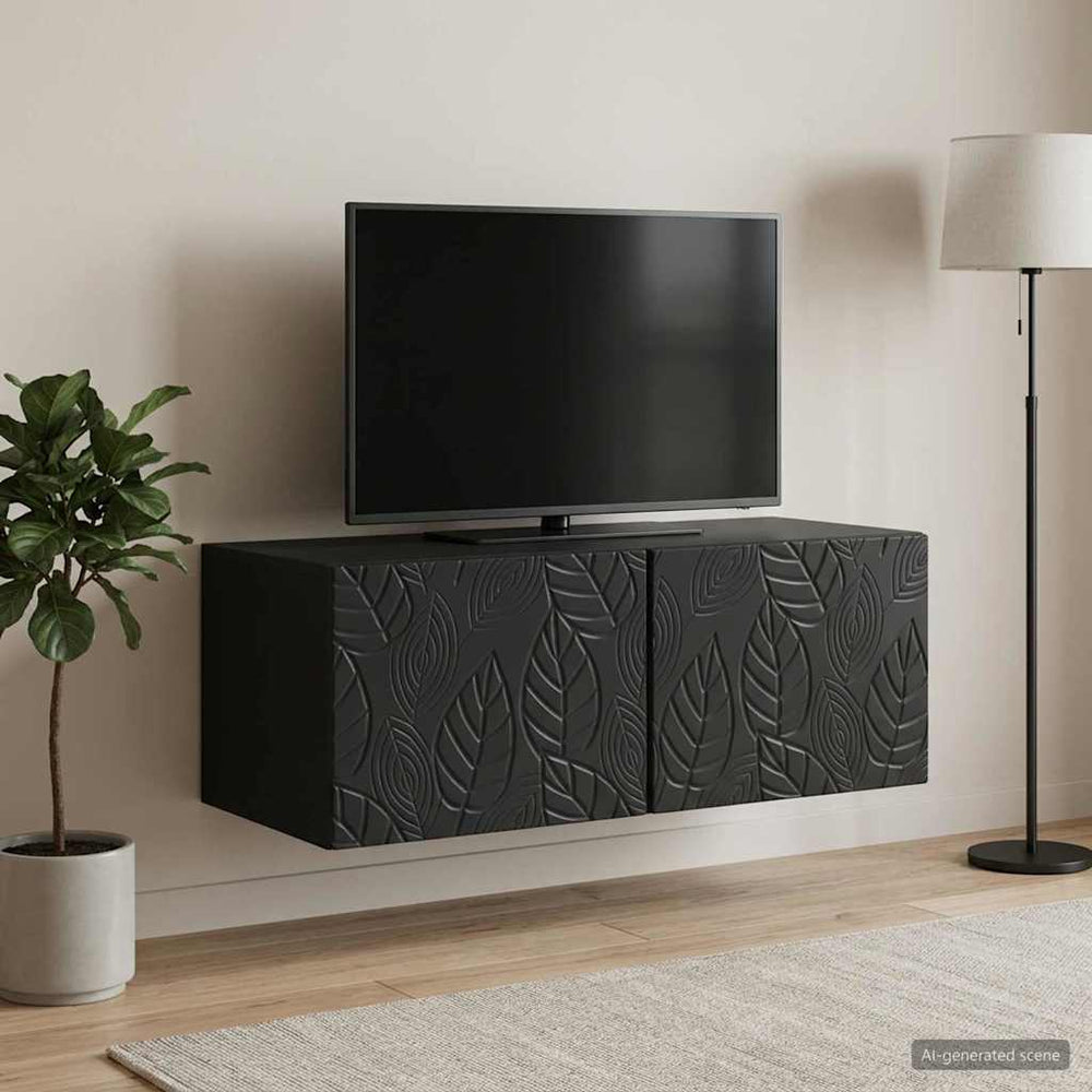 Sieninė TV spintelė 98 x 41 x 30 cm Juoda Apdirbta mediena