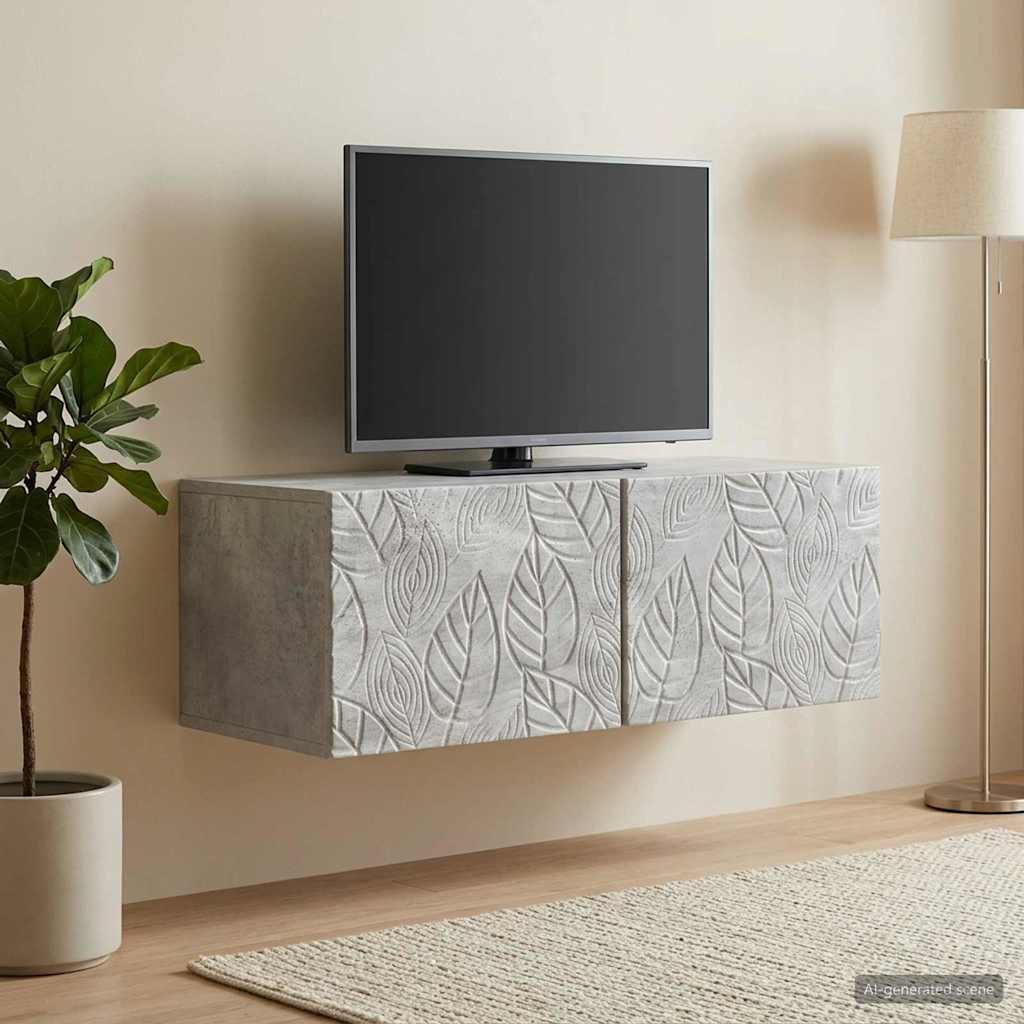 Sieninė TV spintelė 98 x 41 x 30 cm Betono pilka