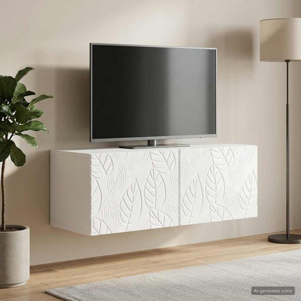 Sieninė TV spintelė 98 x 41 x 30 cm Itin blizgi balta