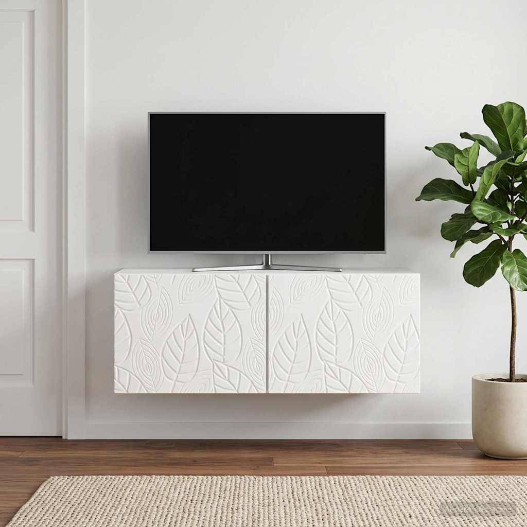 Sieninė TV spintelė 98 x 41 x 30 cm Itin blizgi balta