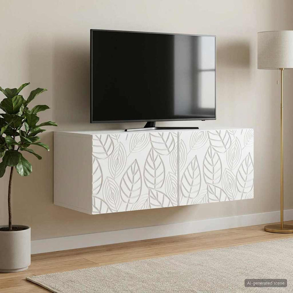 Sieninė TV spintelė 59,5 x 31 cm Balta Apdirbta mediena