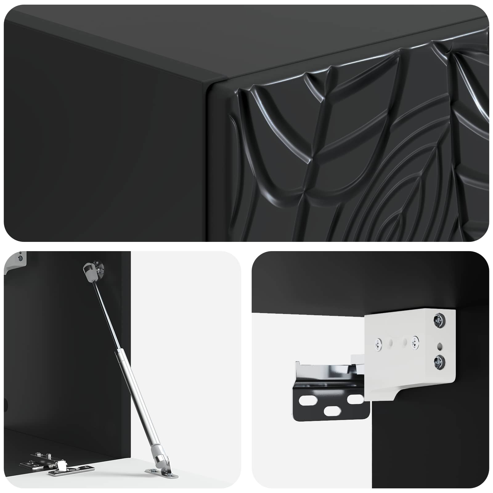 Sieninė TV spintelė 59,5 x 31 cm Juoda Apdirbta mediena