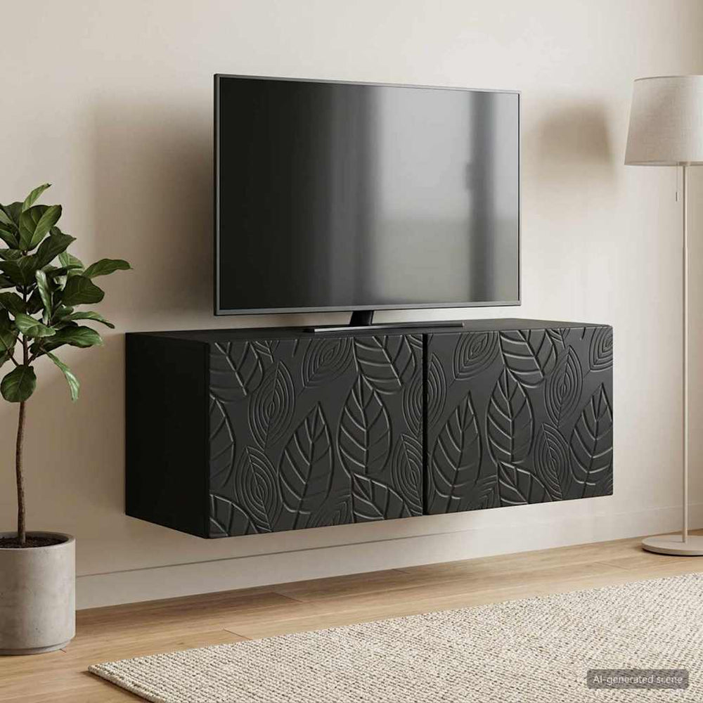 Sieninė TV spintelė 59,5 x 31 cm Juoda Apdirbta mediena