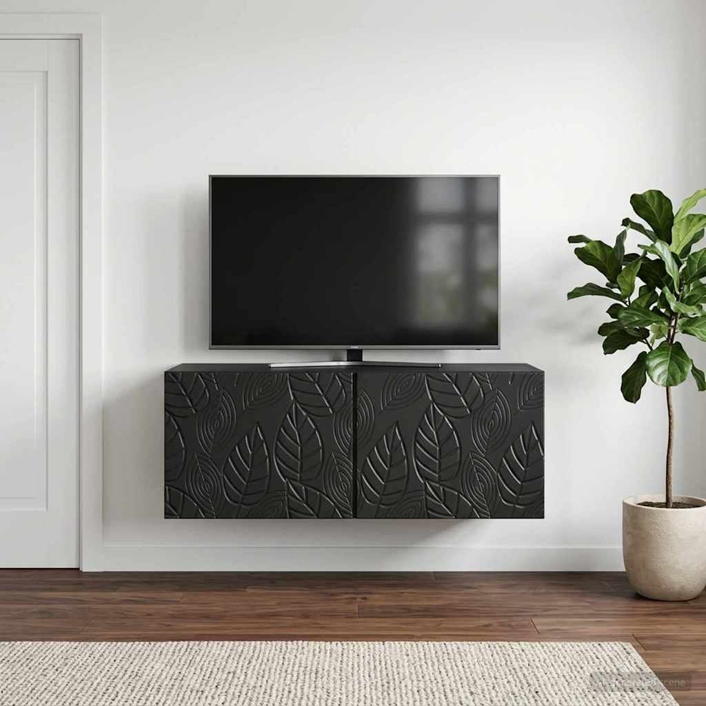 Sieninė TV spintelė 59,5 x 31 cm Juoda Apdirbta mediena