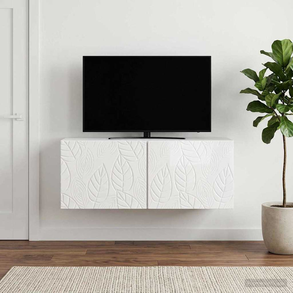 Sieninė TV spintelė 59,5 x 31 cm Itin blizgi balta