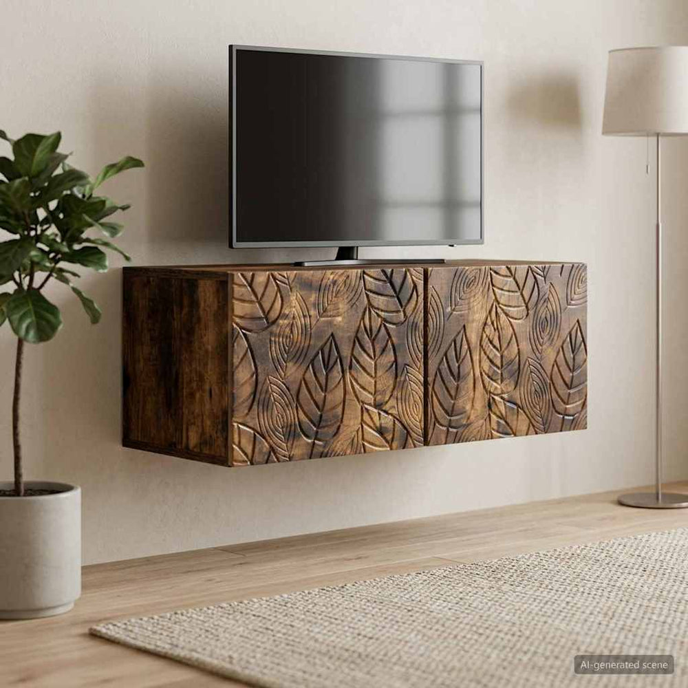 Sieninė TV spintelė 59,5 x 31 cm Dūminio ąžuolo