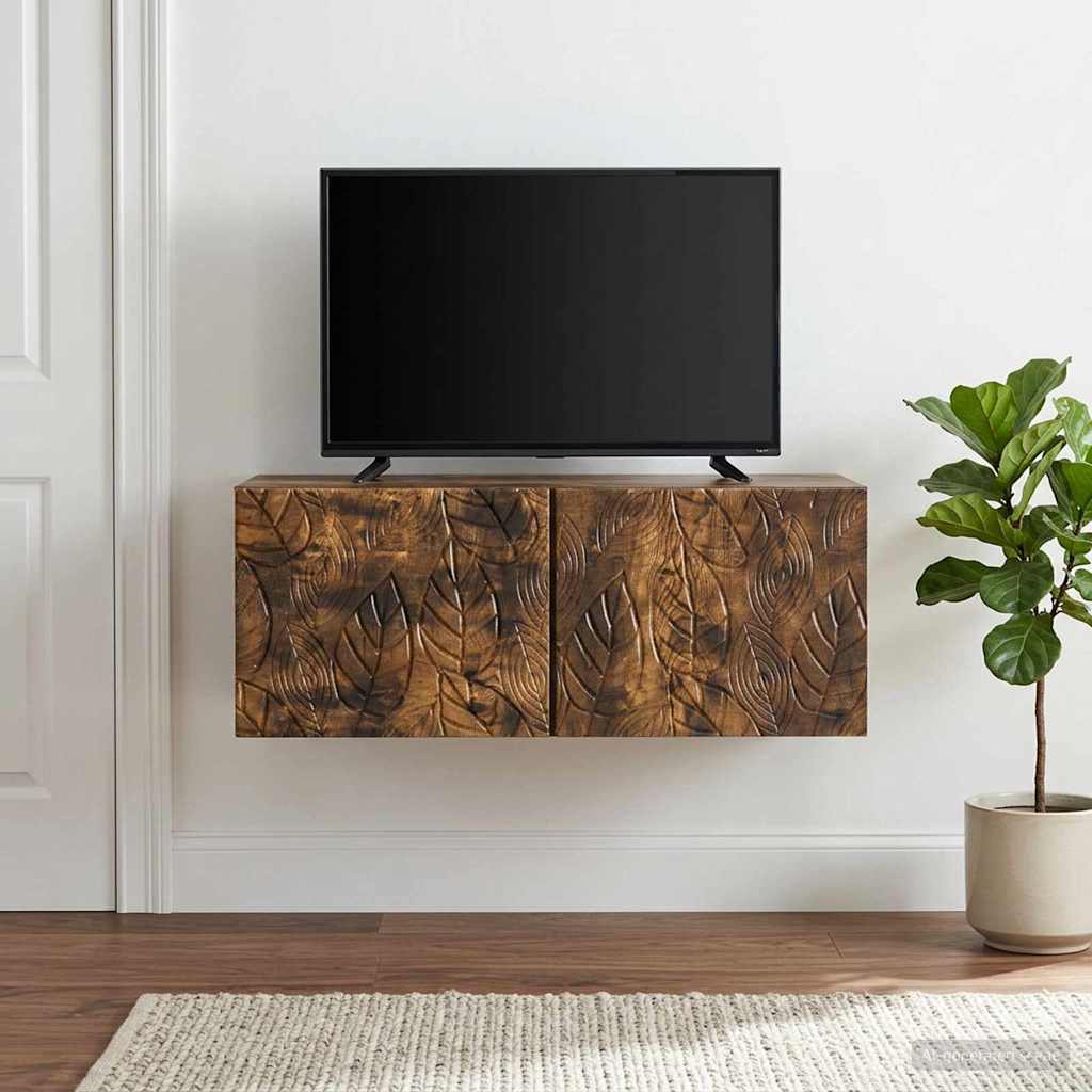 Sieninė TV spintelė 59,5 x 31 cm Dūminio ąžuolo