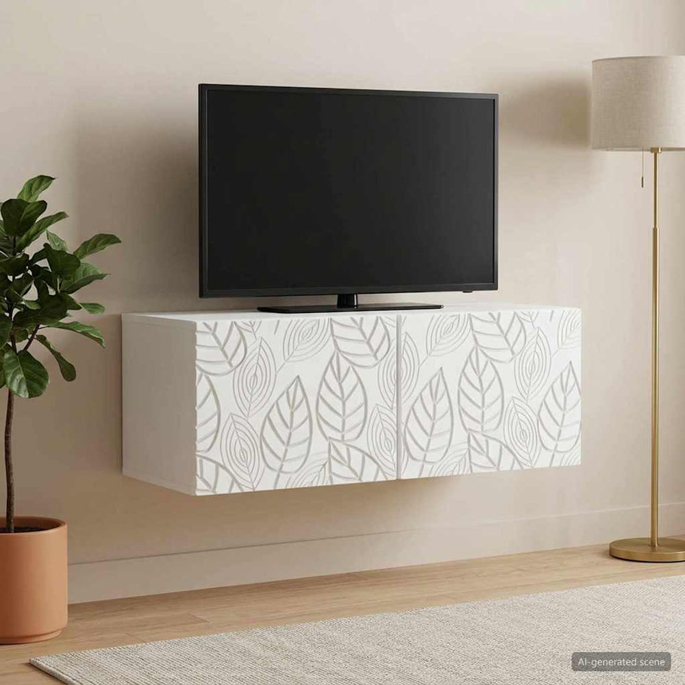 Sieninė TV spintelė 78,5 x 31 cm Balta Apdirbta mediena